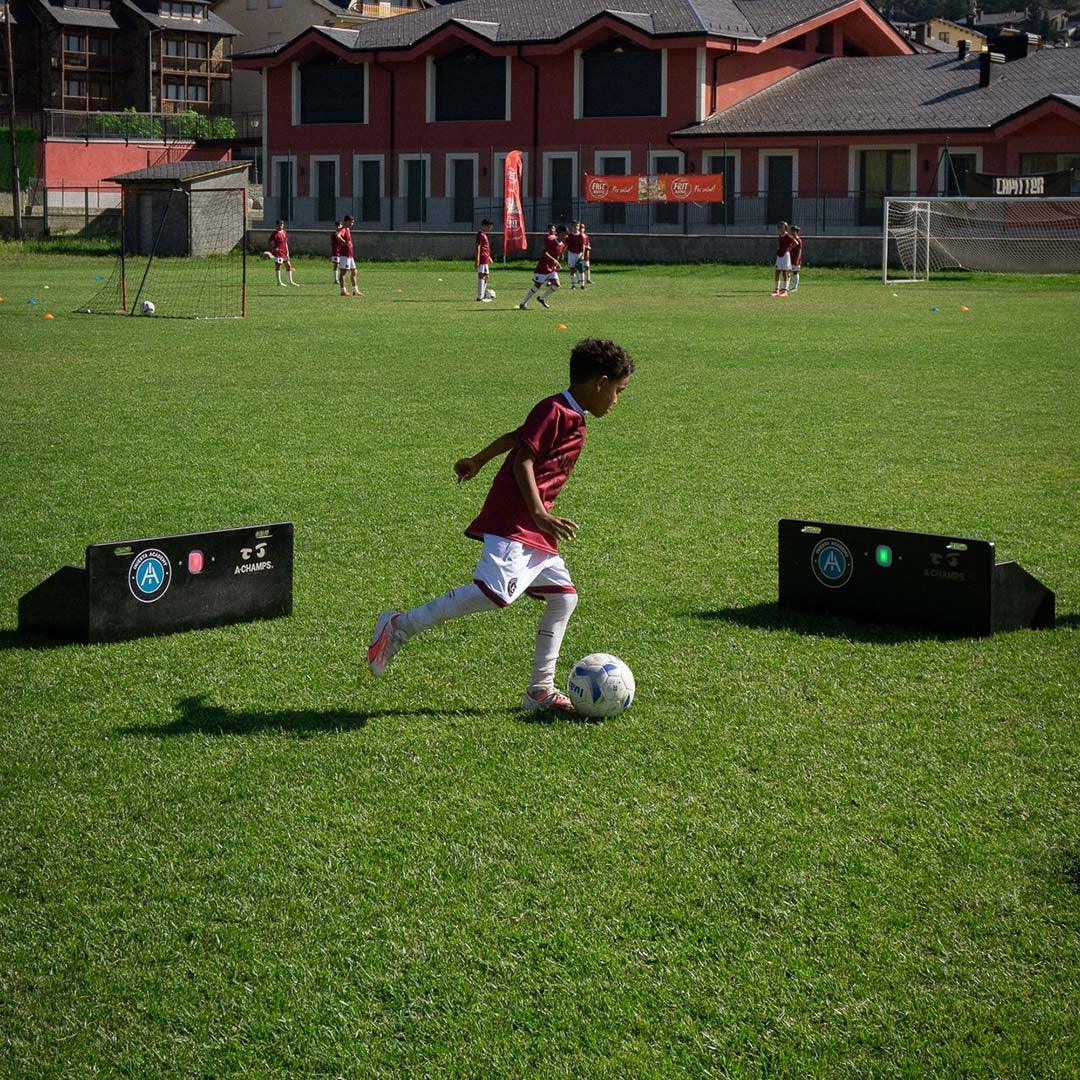 Soccer player maximizing their skills with the RebounderGo from A-Champs