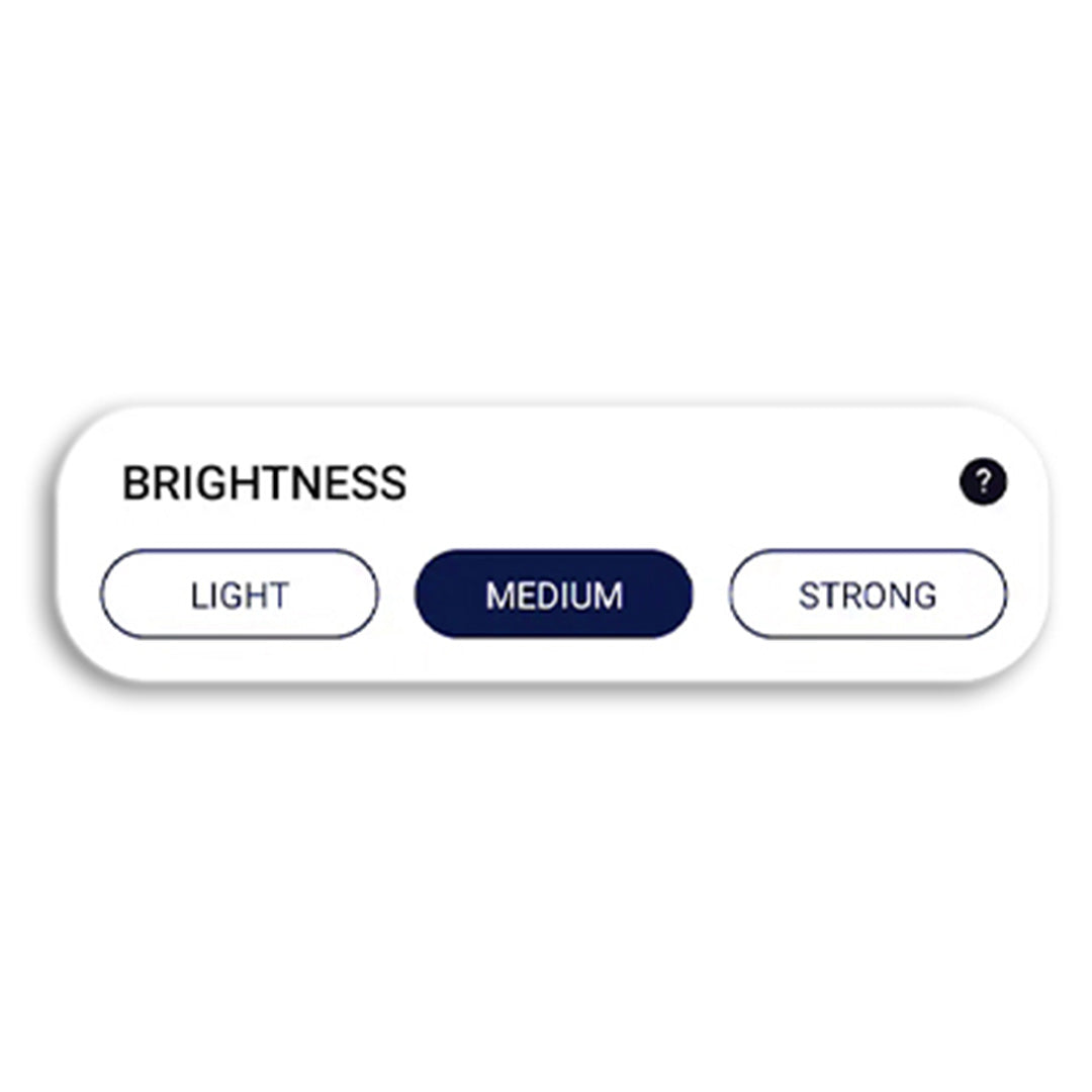 A-Champs brightness selection settings on the ROX App
