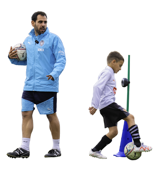 Soccer coach training a young boy using the ROXProX