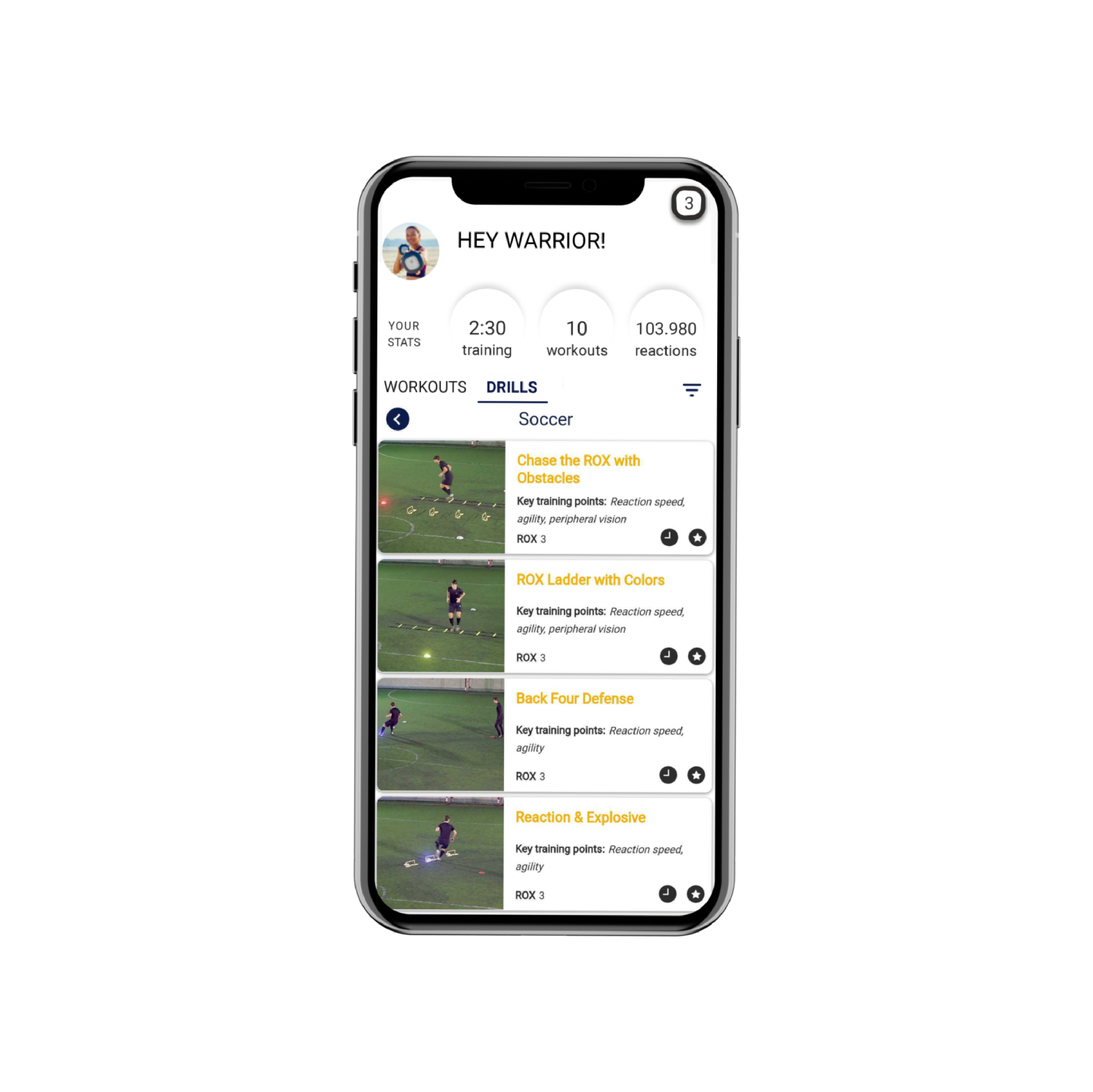 Check out drills specifically designed for soccer on the ROX App