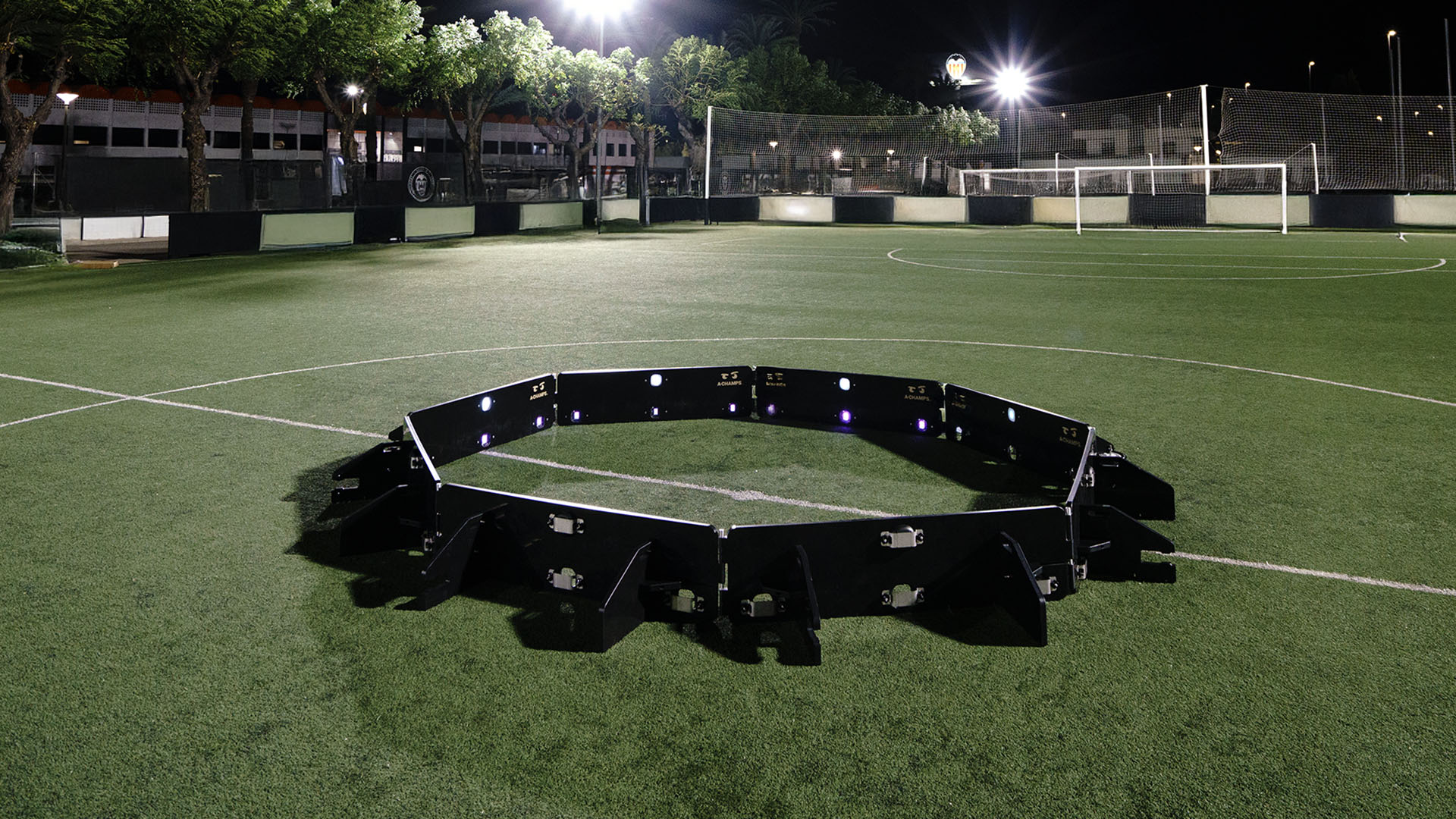 Multiple RebounderPros set in a circle to create a 360° training experience