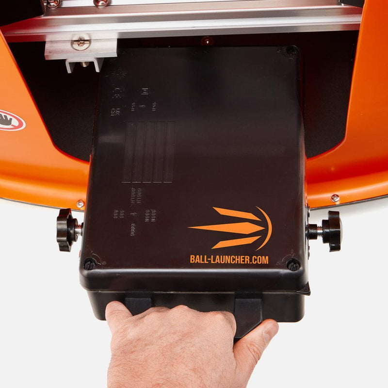 The easy access battery pack on the ball launcher